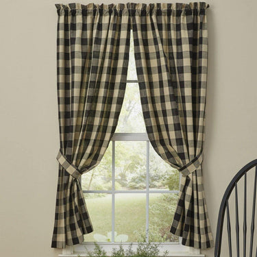 Wicklow Curtain Panels - Black 72x63 Unlined Park Designs - The Fox Decor